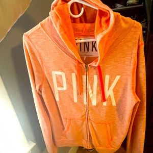 Neon orange Victoria secret pink zip up hoodie small